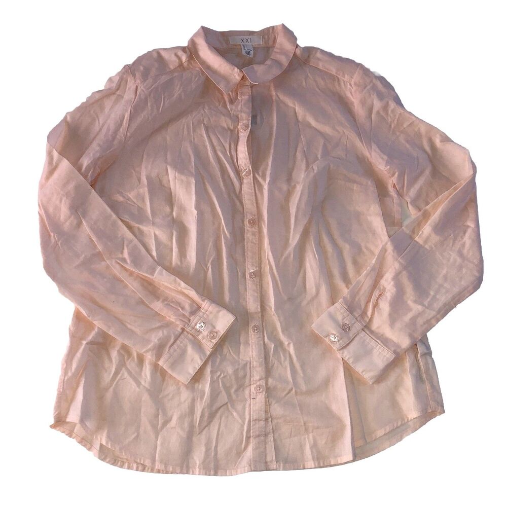 Forever 21 XX1 Women’s Button Down Blouse Peach Size Large NWT
